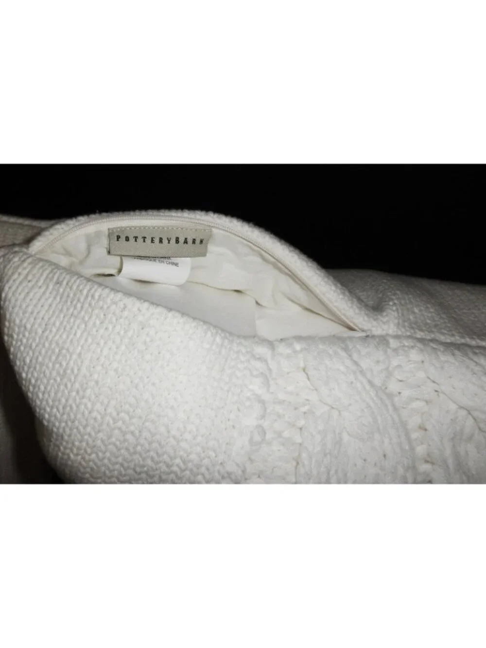 Pottery Barn Off White Knit Throw Pillows COVERS ONLY Cozy XXL Set of 2